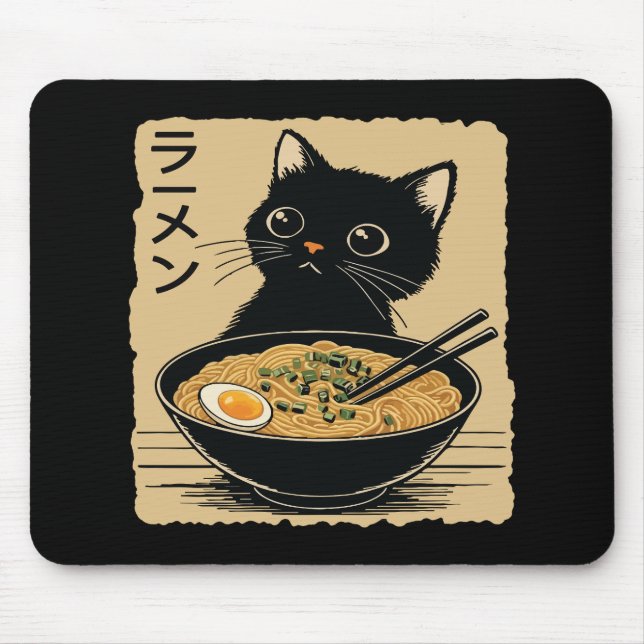Mousepad Cat eating ramen  (Frente)