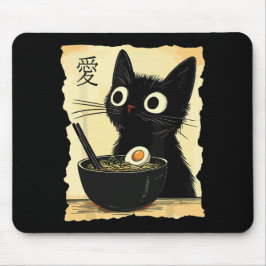 Mousepad Cat eating ramen 