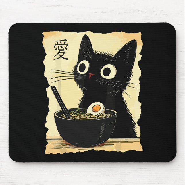 Mousepad Cat eating ramen  (Frente)