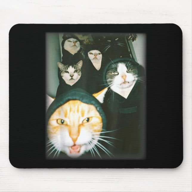 Mousepad Cat Gang Meme Funny Chaotic Cats Unhinged Feline H (Frente)
