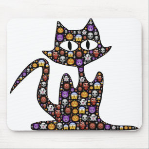Mousepad Cat Halloween Emoji Scary Frightful Spooky Icons
