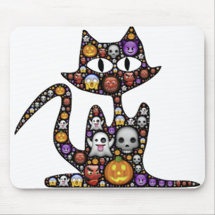 Mousepad Cat Halloween Emoji Scary Frightful Spooky Icons.