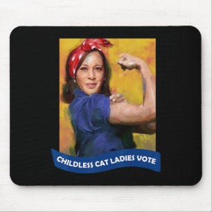 Mousepad Cat Ladies Vote Kamala 2024 Rosie The Riveter