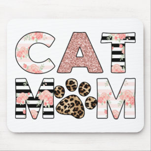 Mousepad Cat Mãe Rosa Floral e Leopardo