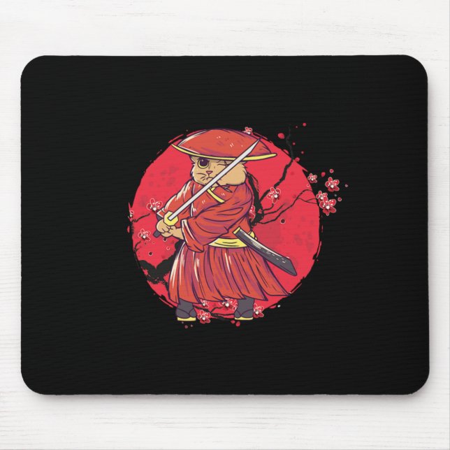 Mousepad Cat Ninja Katana Kendo Espada Japão Samurai Gift (Frente)
