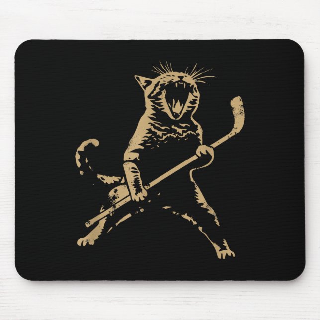 Mousepad Cat Playing Ice Hockey  (Frente)