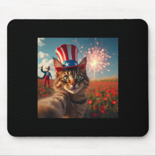 Mousepad Cat Selfie 4 De Julho, Bandeira Americana Patrióti