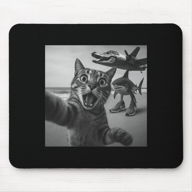 Mousepad Cat Selfie Shark Crocodile Italian Brainrot Meme M (Frente)