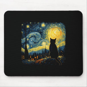 Mousepad Cat Starry Night Van Gogh Cat Para Cat Lover Cat M
