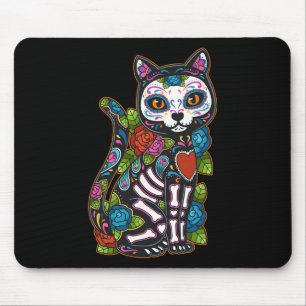 Mousepad Cat Sugar Skull México Calavera Dia De Los Muertos