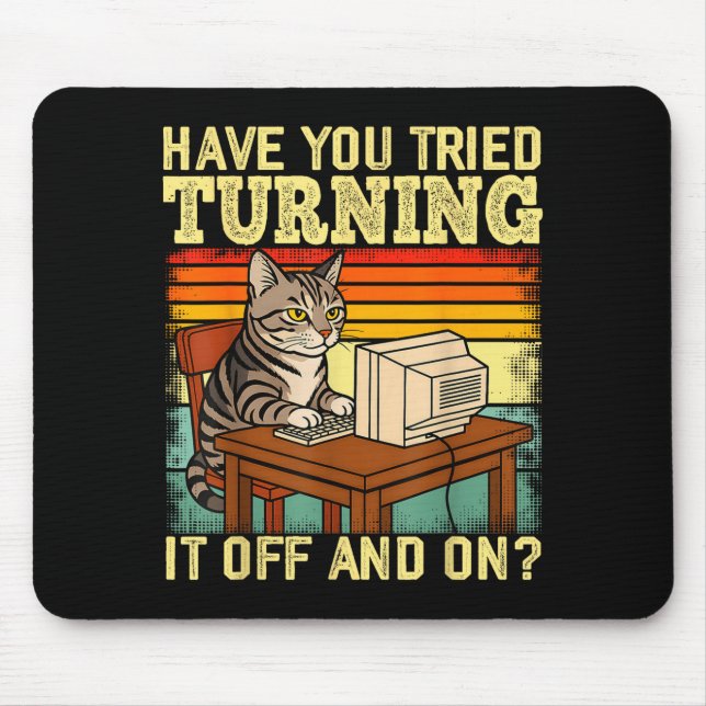 Mousepad Cat Tech Engineer Suprt Humor Tech Computer It Guy (Frente)