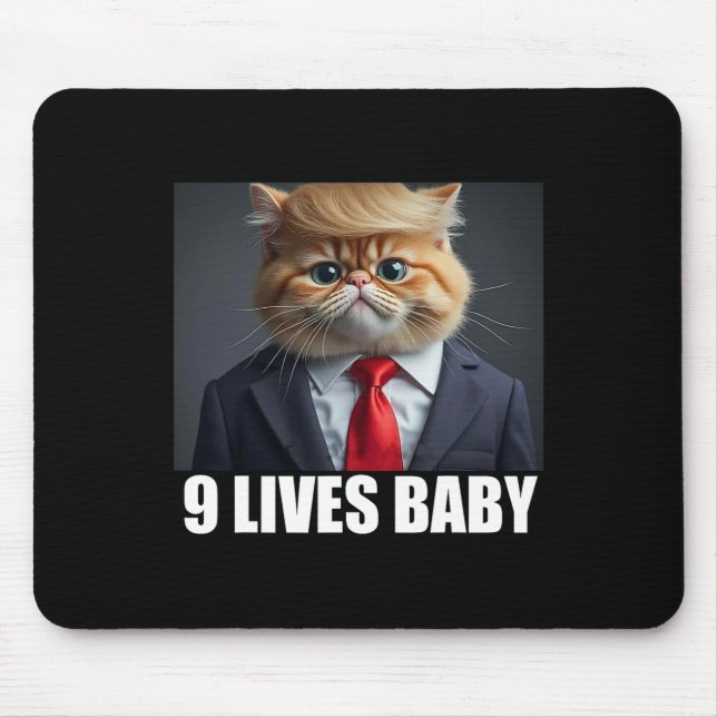 Mousepad Cat Trump 9 Lives Ba2 Memória Tremora Engraçada (Frente)