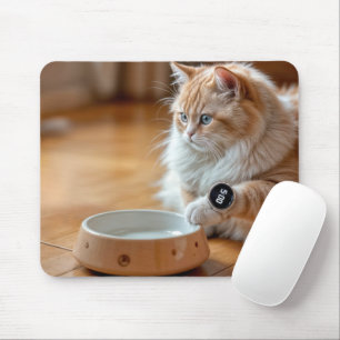 Mousepad Cat Vestindo um relógio digital por Comida Bowl