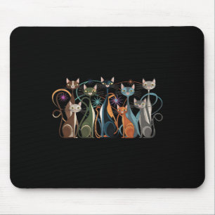 Mousepad Cat Vintage Retro Médio Século Moderno Cats de Olh