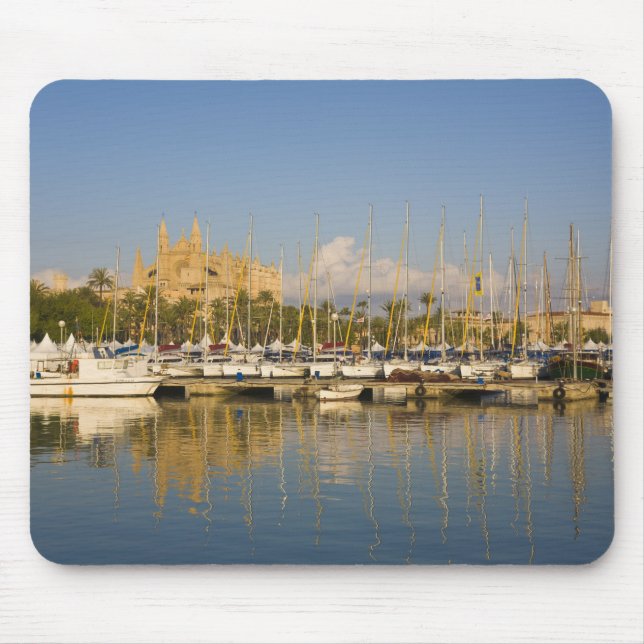 Mousepad Catedral e marina, Palma, Maiorca, Espanha (Frente)