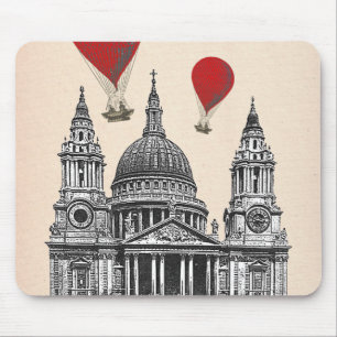 Mousepad Catedral Paulista e Balões de Ar Quente Vermelho