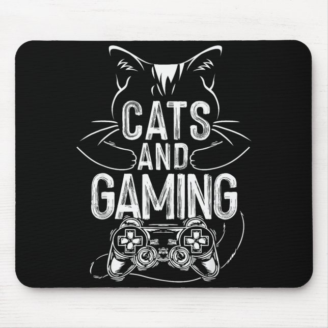 Mousepad Cats And Gaming Funny For Gamer, Cat Lover, Cat Mo (Frente)