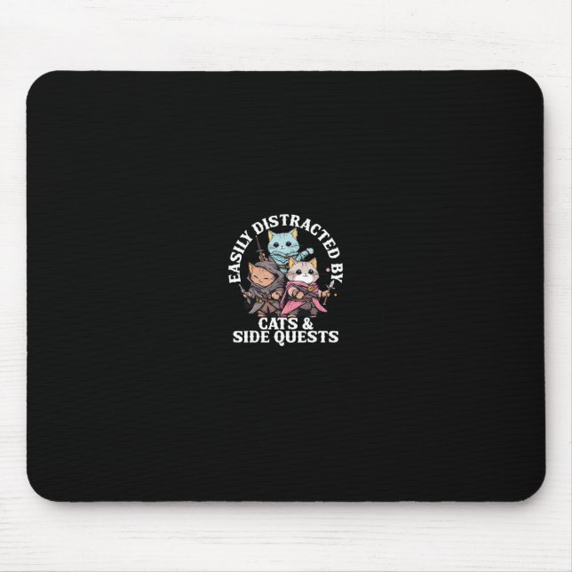 Mousepad Cats Side Quest Distracted Tabletop Funny Men Wome (Frente)