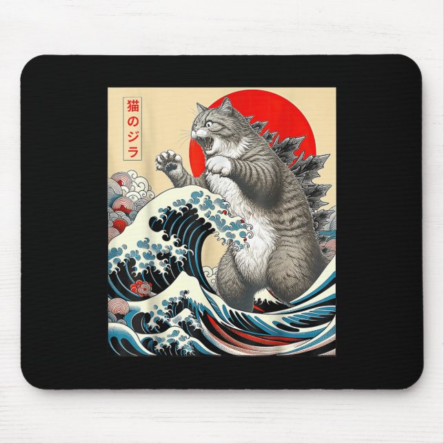 Mousepad Catzilla Cat Art Japonês (Frente)