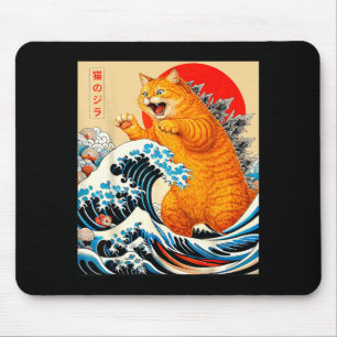 Mousepad Catzilla Gato Laranja Arte Japonesa para Homens Mu