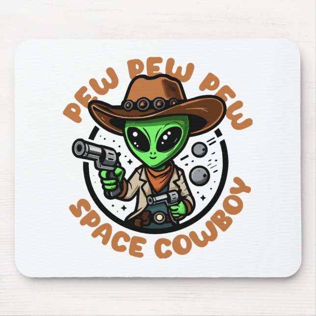 Mousepad Caubói Espacial Alienígena Divertido (Frente)