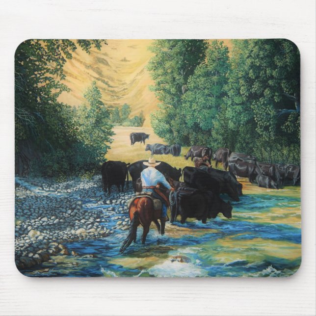 Mousepad Cavalar do rancho e de gado de Angus movimentação (Frente)
