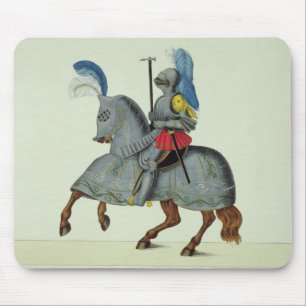 Mousepad Cavaleiro e cavalo na armadura, placa 'de uma