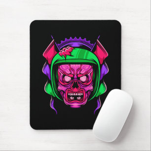 Mousepad Cavaleiro Zumbi de Neon Arte de Caveira