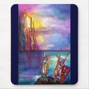 Mousepad Cavaleiros medievais PENDRAGON,Lago Sunset,Fantasi