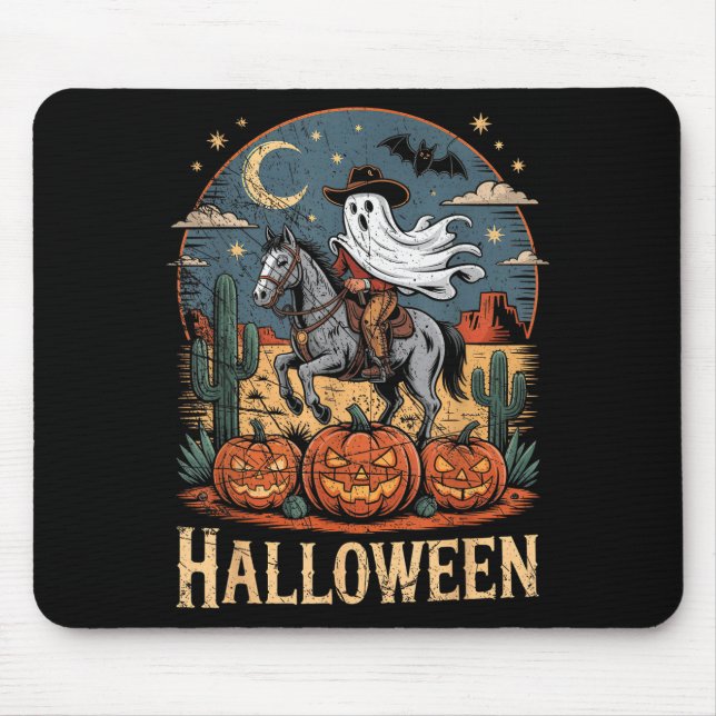 Mousepad Cavalgando Fantasma na Temporada de Halloween  (Frente)
