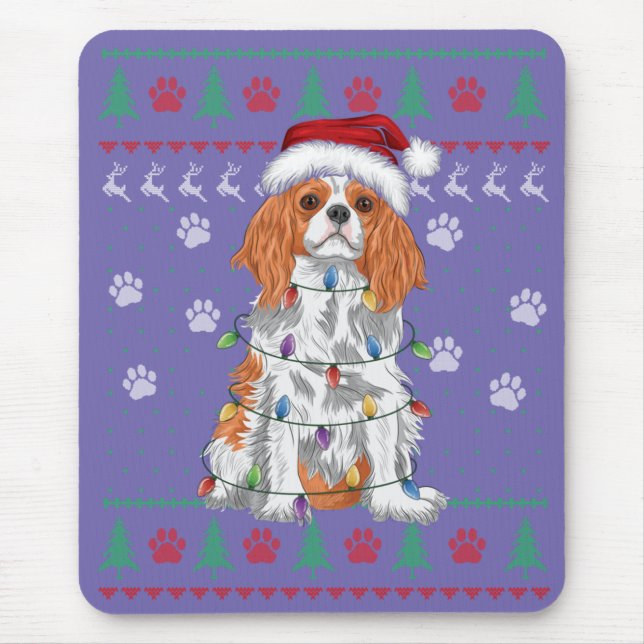 Mousepad Cavalier King Charles Spaniel Christmas Ugly Sweat (Frente)