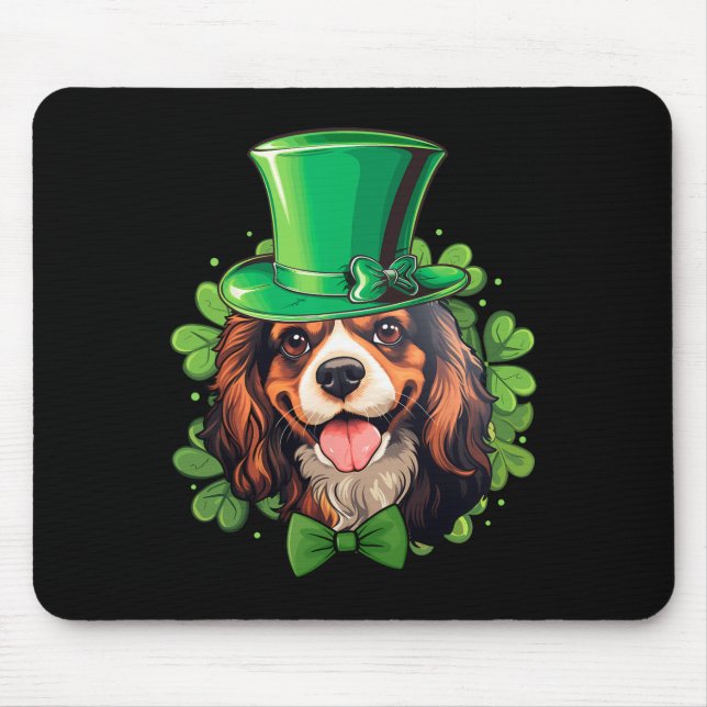 Mousepad Cavalier King Charles Spaniel engraçado do Dia de  (Frente)