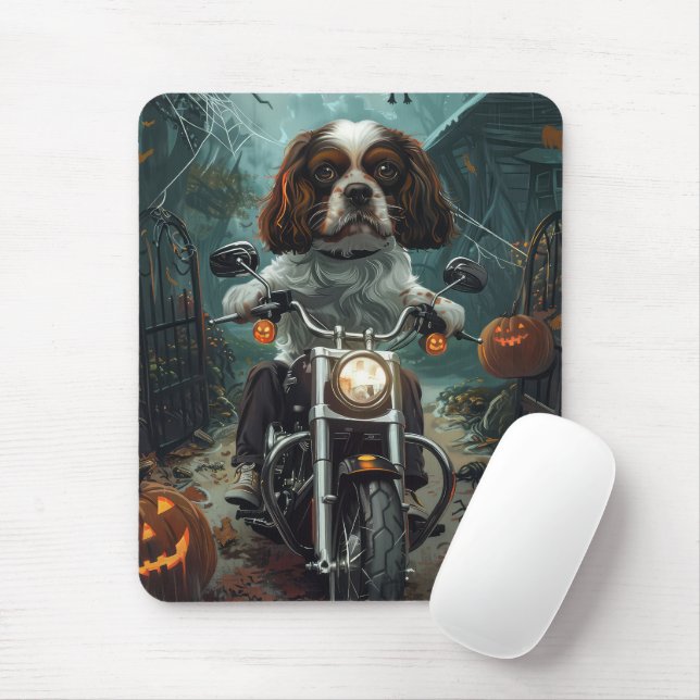 Mousepad Cavalier King Charles Spaniel Halloween Assustador (Com mouse)