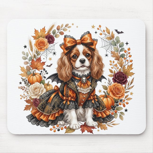 MOUSEPAD CAVALIER KING CHARLES TEMÁTICO DE HALLOWEEN ADORÁV (Frente)
