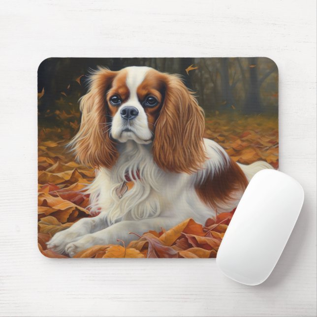 Mousepad Cavalier King no outono deixa cair inspiração (Com mouse)