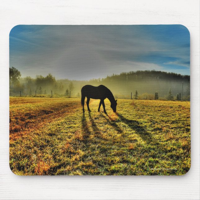 Mousepad Cavalo arrasando ao nascer do sol em Misty Field P (Frente)