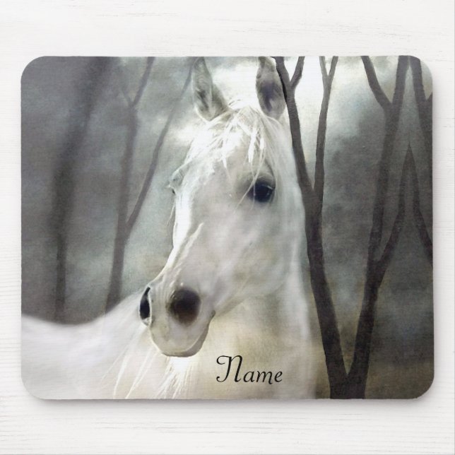 Mousepad Cavalo Branco com Nome (Frente)