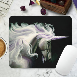 Mousepad Cavalo Branco Elegante Fantasia Roxa