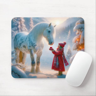 Mousepad Cavalo Branco-Inverno Despejado