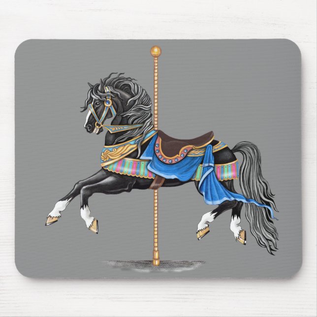 Mousepad Cavalo Carrossel Negro (Frente)