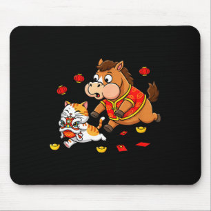 Mousepad Cavalo Chinês Gato Divertido Infantil Masculino Fe