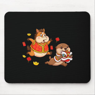 Mousepad Cavalo Chinês Lontra Engraçado Crianças Homens Mul