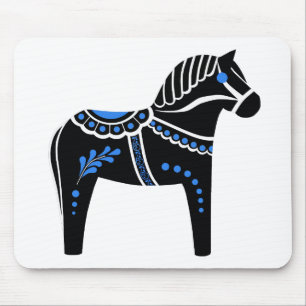 Mousepad Cavalo de Dala preto/branco/azul-foliar, Frísia-Fo
