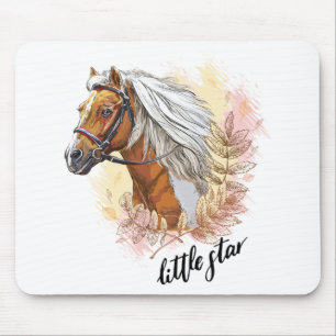 Mousepad Cavalo de desenho manual com plantas