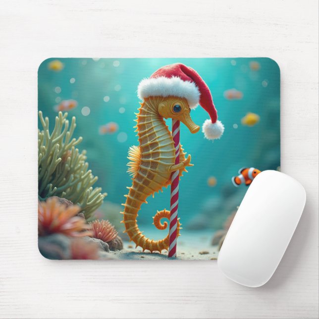 Mousepad Cavalo de Natal Com Canas Doces (Com mouse)