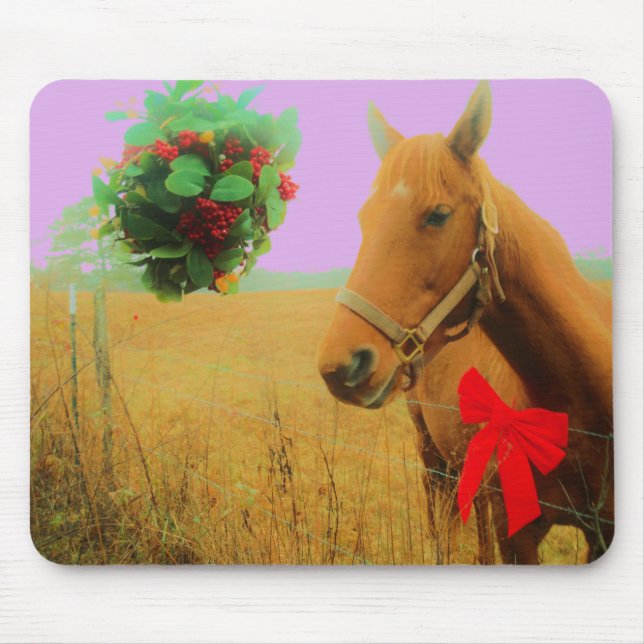 Mousepad Cavalo de Natal do céu cor-de-rosa (Frente)