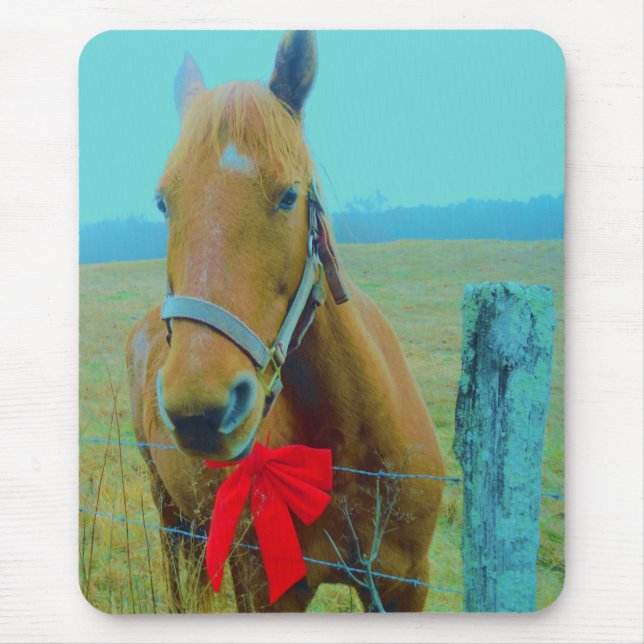 Mousepad Cavalo de Natal retrô (Frente)