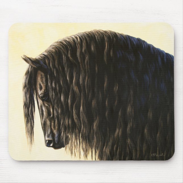 Mousepad Cavalo de Rascunho Frísia Negro (Frente)