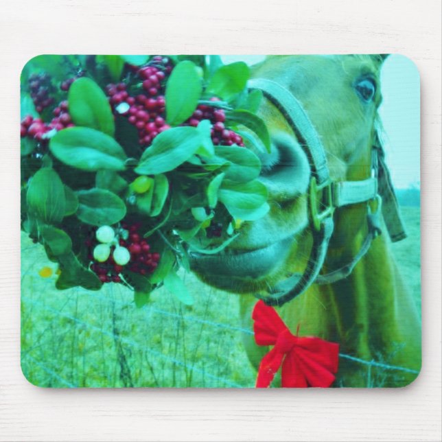 Mousepad Cavalo de Teal de Natal Mistletoe (Frente)