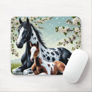 Mousepad Cavalo e Calha Descansados Em Meio A Árvores Brilh